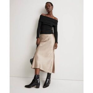 Madewell champagne silk skirt